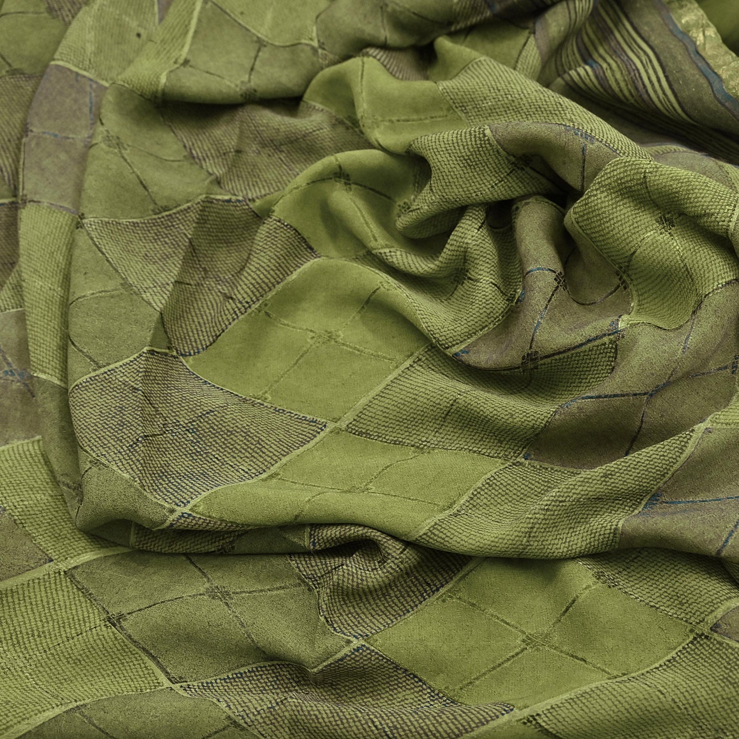 Women Vintage Sari Green 100% Pure Georgette Silk Printed Saree Craft Fabric Sewing 6Yd Soft Sari Dress Making Crafting Quilting