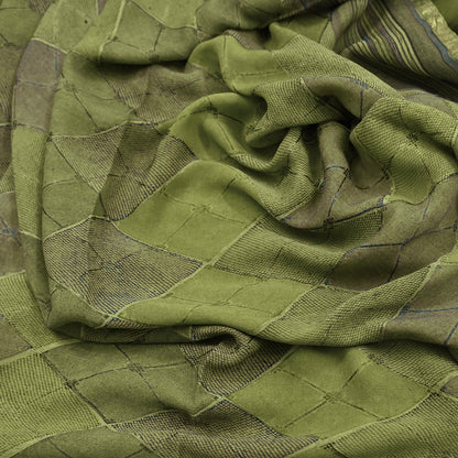 Women Vintage Sari Green 100% Pure Georgette Silk Printed Saree Craft Fabric Sewing 6Yd Soft Sari Dress Making Crafting Quilting