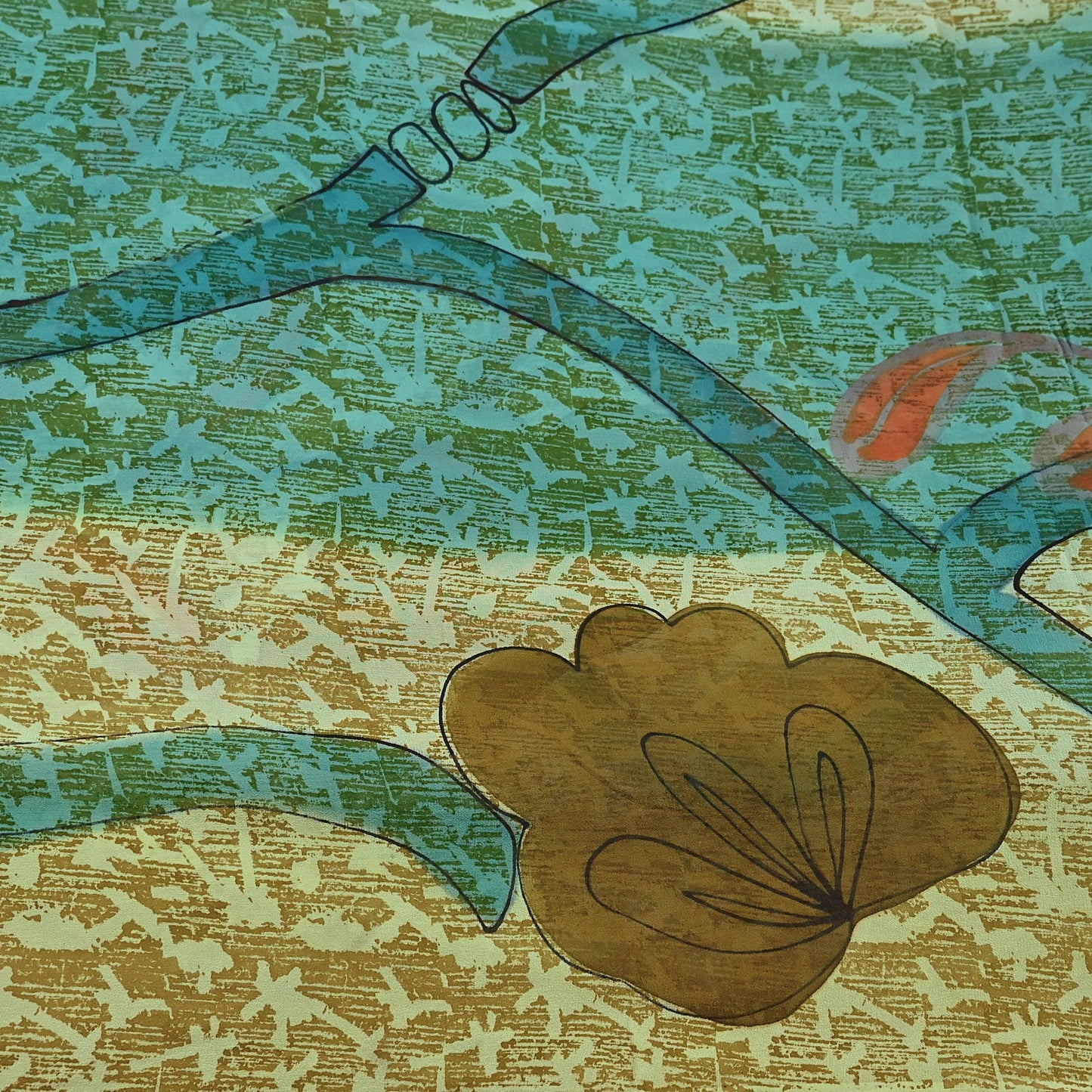 Women Vintage Sari Green 100% Pure Georgette Silk Printed Saree Craft Fabric Sewing 5Yd Soft Sari Dress Making Crafting Quilting