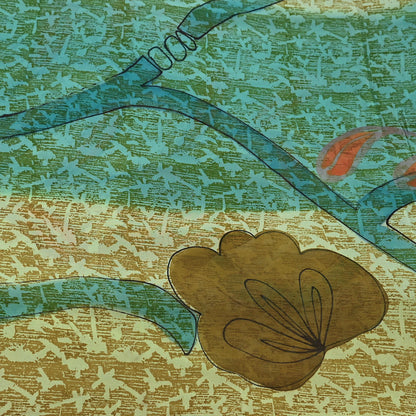 Women Vintage Sari Green 100% Pure Georgette Silk Printed Saree Craft Fabric Sewing 5Yd Soft Sari Dress Making Crafting Quilting