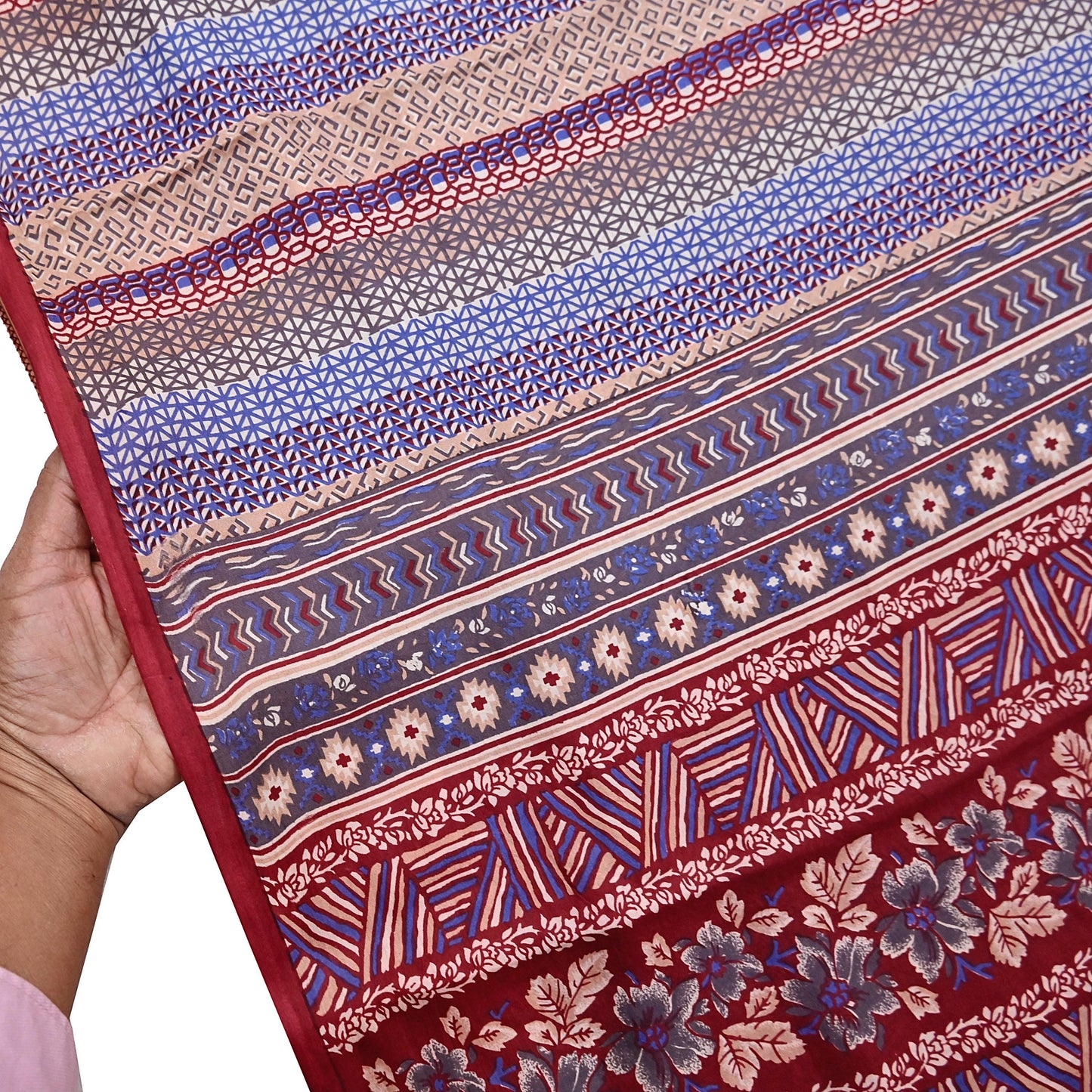 Indian Vintage Multi Pure Silk Printed Saree 5Yards Soft Floral Fabric for Dressmaking, Quilting, Crafting, Sewing, Dress Making