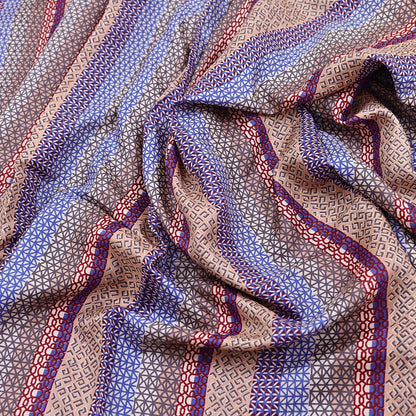 Indian Vintage Multi Pure Silk Printed Saree 5Yards Soft Floral Fabric for Dressmaking, Quilting, Crafting, Sewing, Dress Making