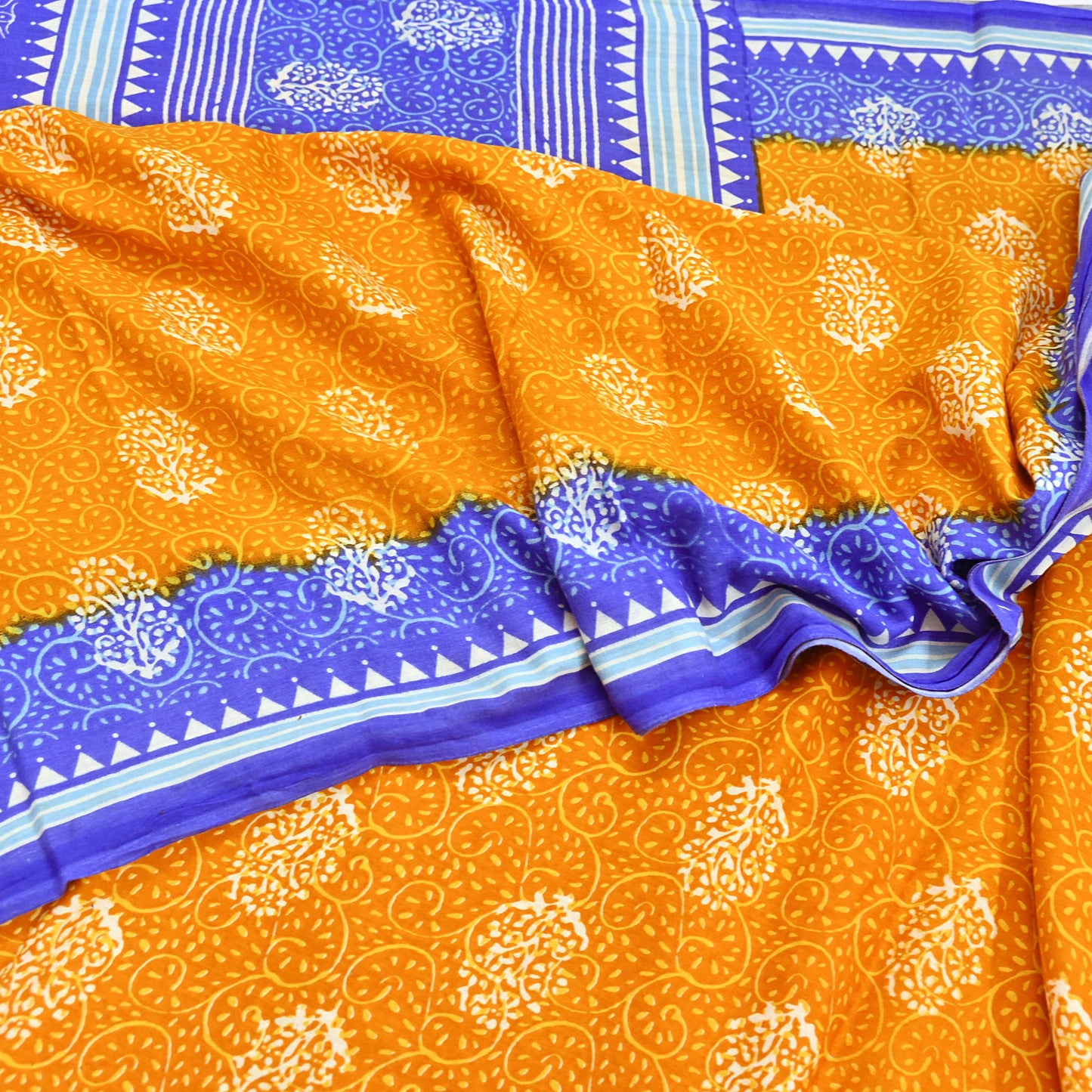 Indian Vintage Saree Printed 100% Pure Cotton Sari Craft Fabric 5Yd Soft Sewing Sarong Wrap Dress Making Quilting Crafting