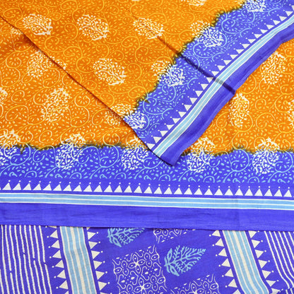 Indian Vintage Saree Printed 100% Pure Cotton Sari Craft Fabric 5Yd Soft Sewing Sarong Wrap Dress Making Quilting Crafting