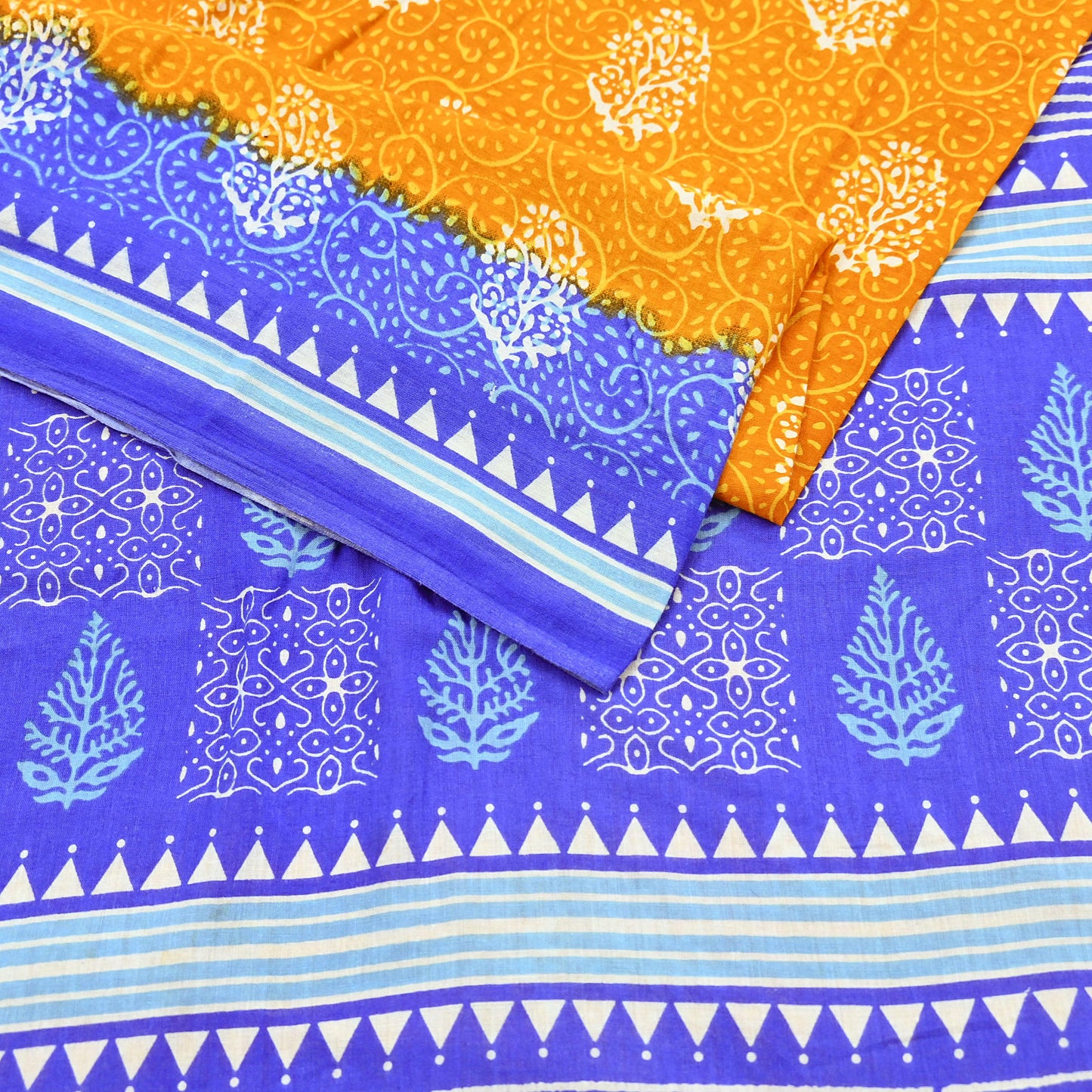 Indian Vintage Saree Printed 100% Pure Cotton Sari Craft Fabric 5Yd Soft Sewing Sarong Wrap Dress Making Quilting Crafting