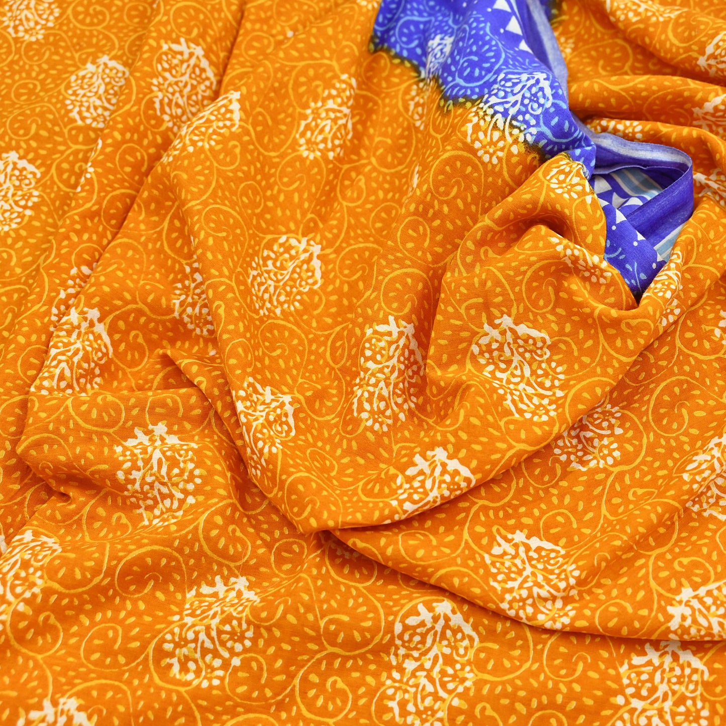 Indian Vintage Saree Printed 100% Pure Cotton Sari Craft Fabric 5Yd Soft Sewing Sarong Wrap Dress Making Quilting Crafting