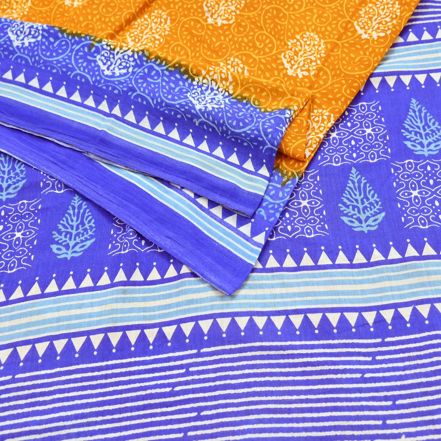 Indian Vintage Saree Printed 100% Pure Cotton Sari Craft Fabric 5Yd Soft Sewing Sarong Wrap Dress Making Quilting Crafting