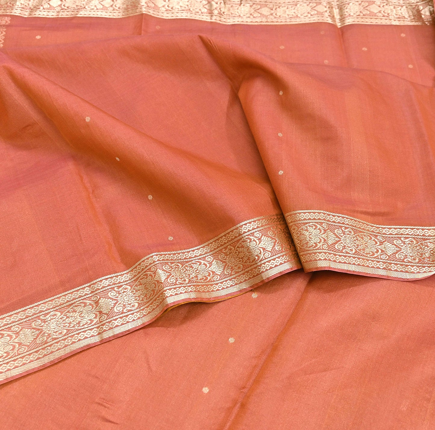 Indian Vintage Sari Orange 100% Pure Silk Hand Woven Sarees Craft Fabric 5Yd Ethnic Sewing Dress making Crafting Quilting Upcycle