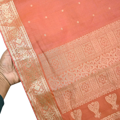 Indian Vintage Sari Orange 100% Pure Silk Hand Woven Sarees Craft Fabric 5Yd Ethnic Sewing Dress making Crafting Quilting Upcycle