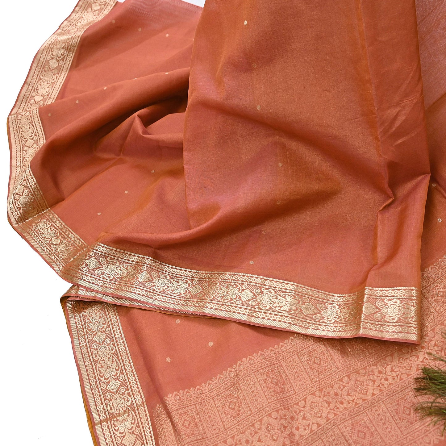 Indian Vintage Sari Orange 100% Pure Silk Hand Woven Sarees Craft Fabric 5Yd Ethnic Sewing Dress making Crafting Quilting Upcycle