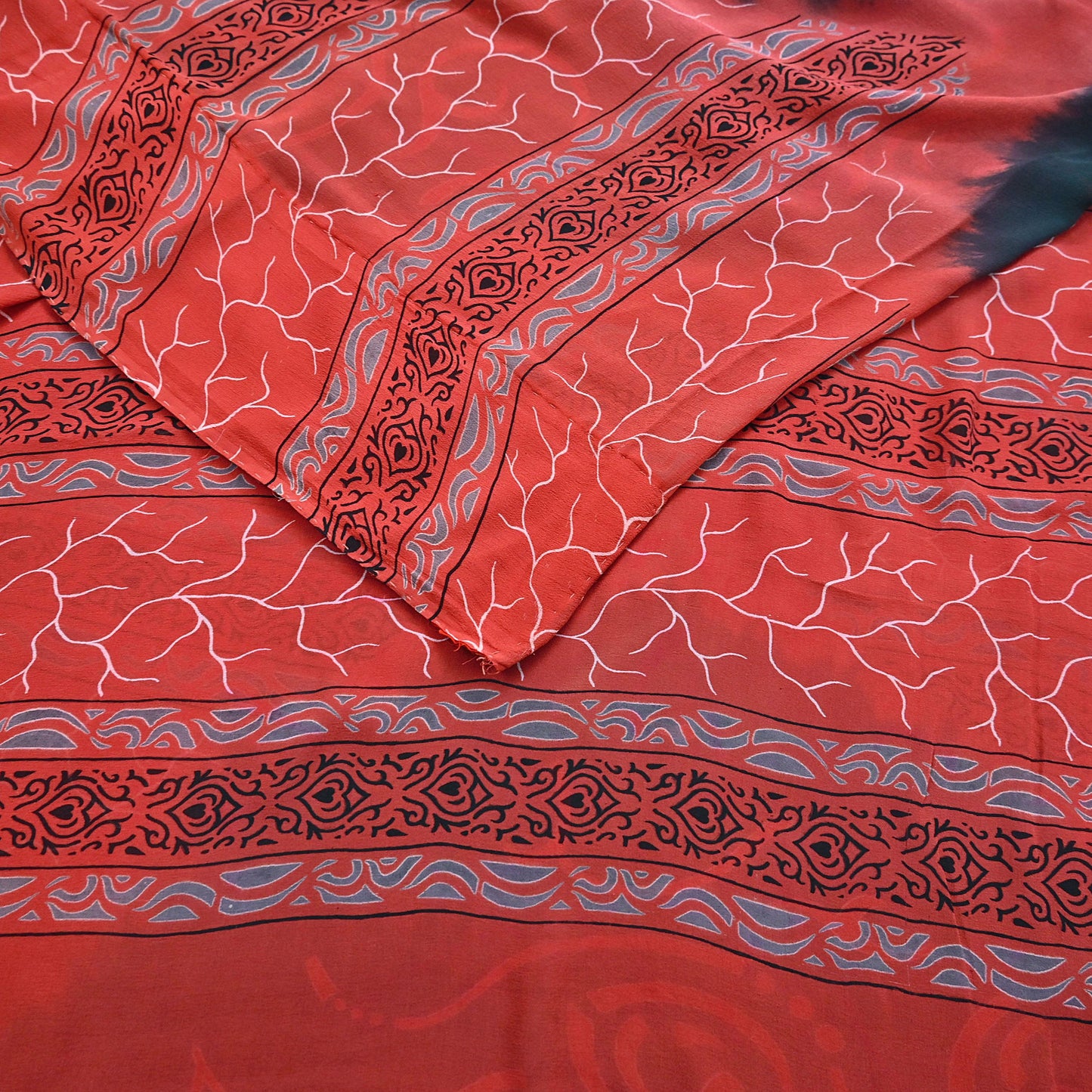 Indian Vintage Sari Pure Georgette Silk Printed Sarees 5Yd Craft Fabric Sewing Quilting Dress making Crafting Dress Designing