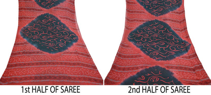 Indian Vintage Sari Pure Georgette Silk Printed Sarees 5Yd Craft Fabric Sewing Quilting Dress making Crafting Dress Designing