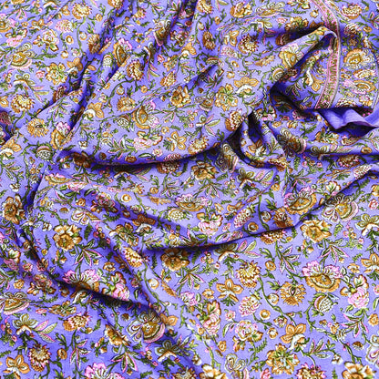 Indian Vintage Sari Purple 100% Pure Silk Printed Saree Craft Fabric 5yd Sewing Dress Making Soft Wrap Quilting Crafting Upcycle