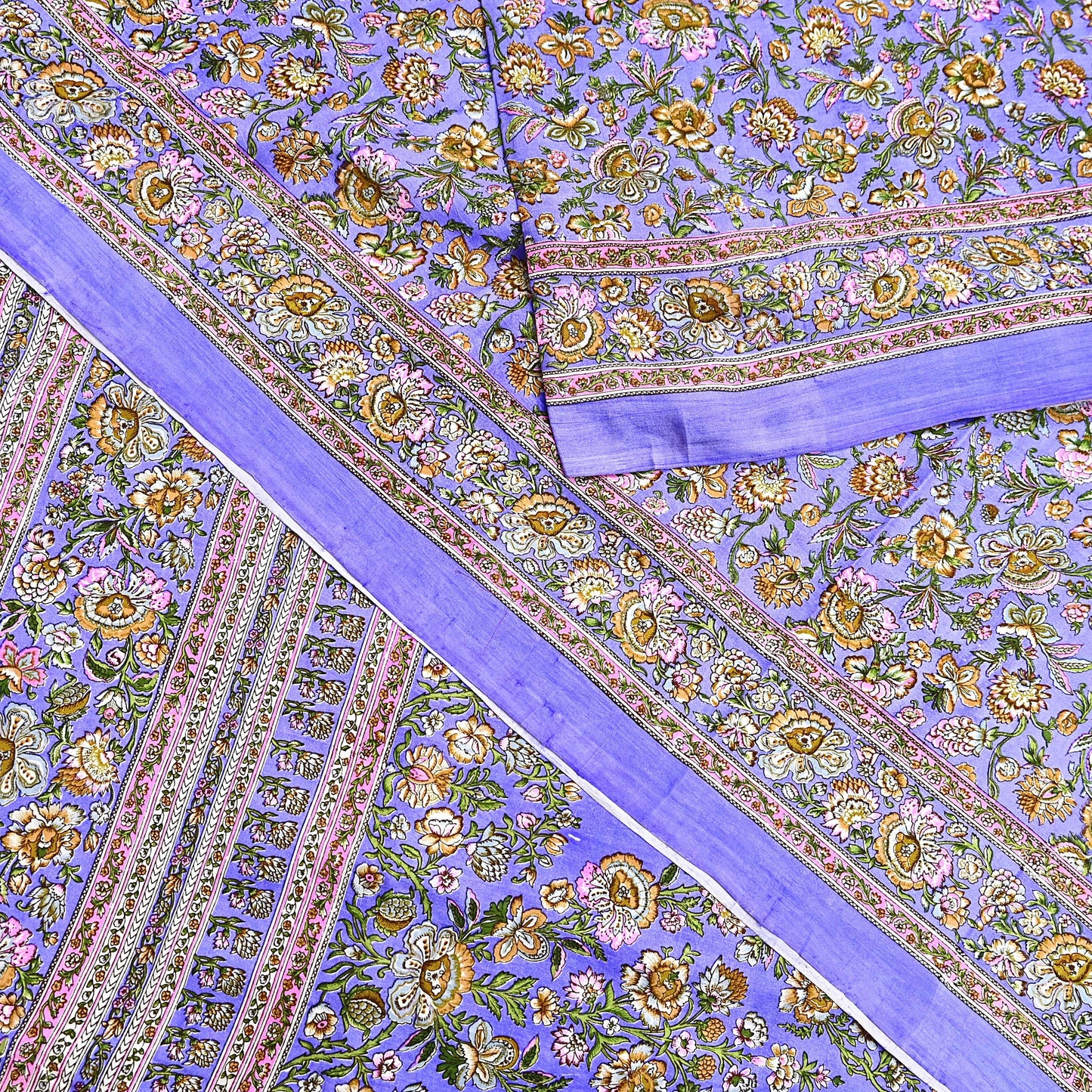 Indian Vintage Sari Purple 100% Pure Silk Printed Saree Craft Fabric 5yd Sewing Dress Making Soft Wrap Quilting Crafting Upcycle