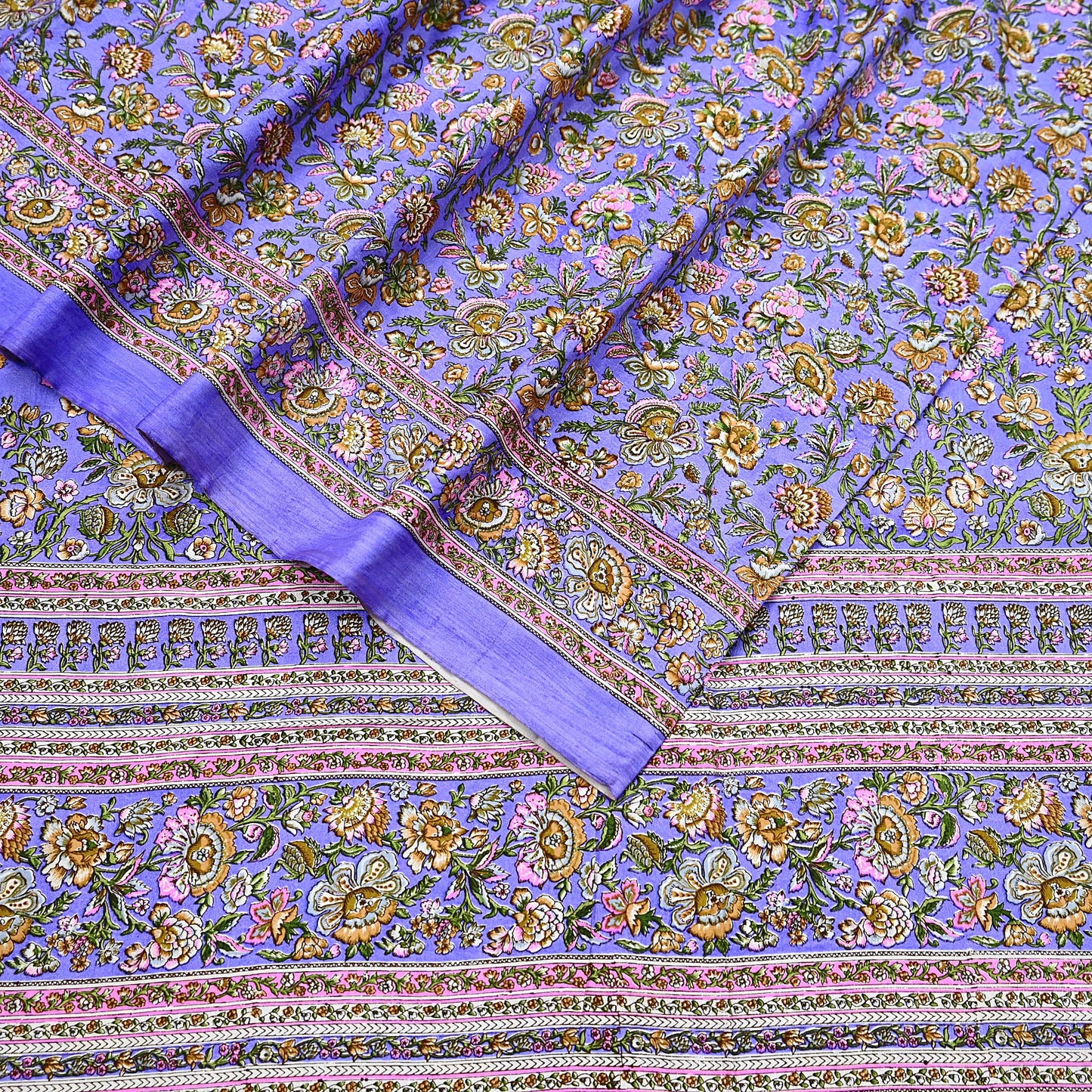 Indian Vintage Sari Purple 100% Pure Silk Printed Saree Craft Fabric 5yd Sewing Dress Making Soft Wrap Quilting Crafting Upcycle