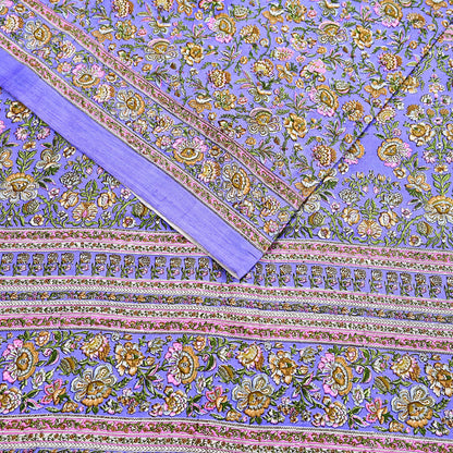 Indian Vintage Sari Purple 100% Pure Silk Printed Saree Craft Fabric 5yd Sewing Dress Making Soft Wrap Quilting Crafting Upcycle