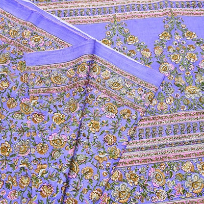 Indian Vintage Sari Purple 100% Pure Silk Printed Saree Craft Fabric 5yd Sewing Dress Making Soft Wrap Quilting Crafting Upcycle