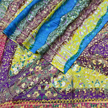 Indian Vintage Multi Blend cotton Printed Saree 5Yards Soft Floral Fabric for Dressmaking, Quilting, Crafting, Sewing, Dress Making