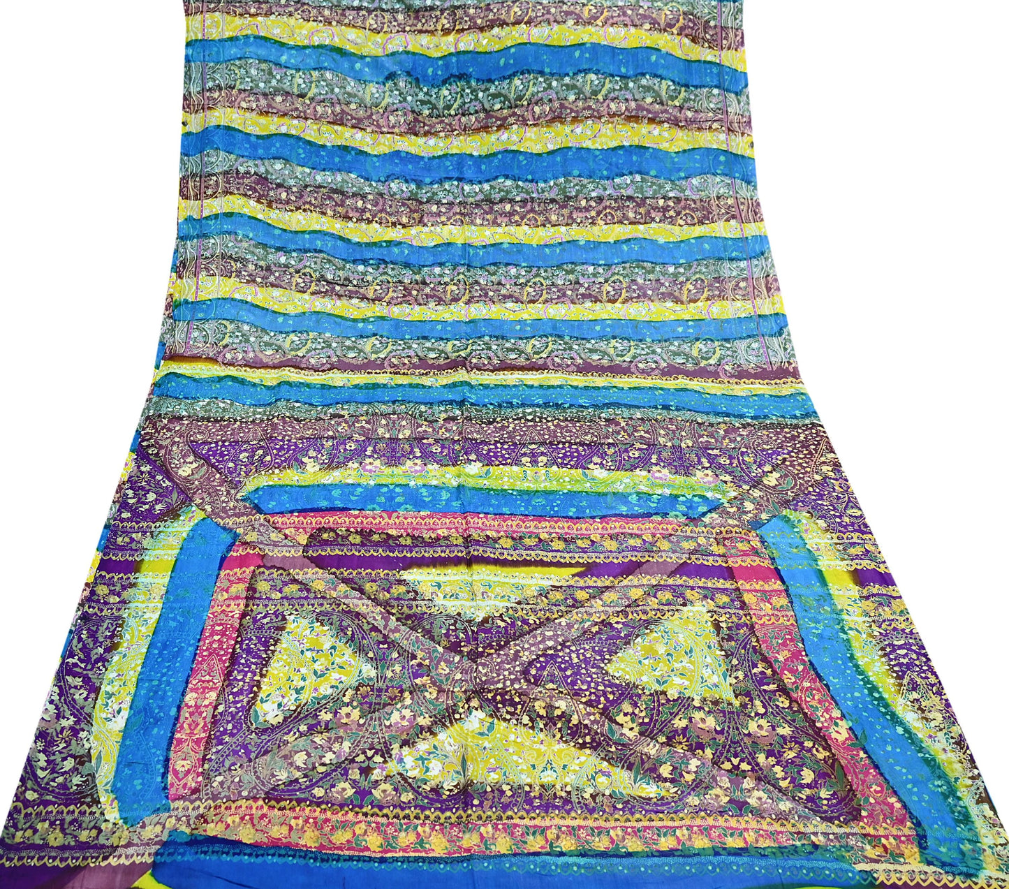 Indian Vintage Multi Blend cotton Printed Saree 5Yards Soft Floral Fabric for Dressmaking, Quilting, Crafting, Sewing, Dress Making