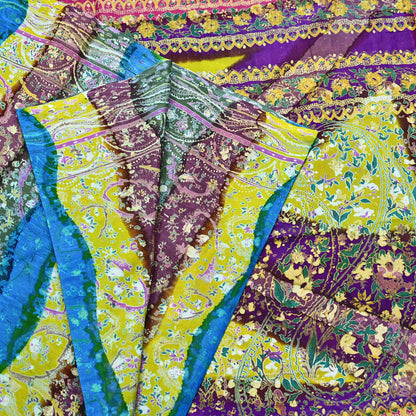 Indian Vintage Multi Blend cotton Printed Saree 5Yards Soft Floral Fabric for Dressmaking, Quilting, Crafting, Sewing, Dress Making