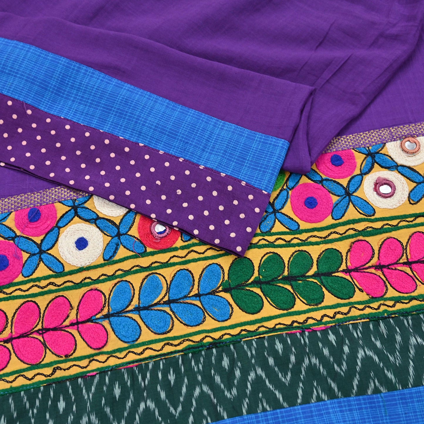 Indian Vintage Purple Dupatta Long Stole Cotton Embroidered kutch Scarves Veil Scarf Wrap