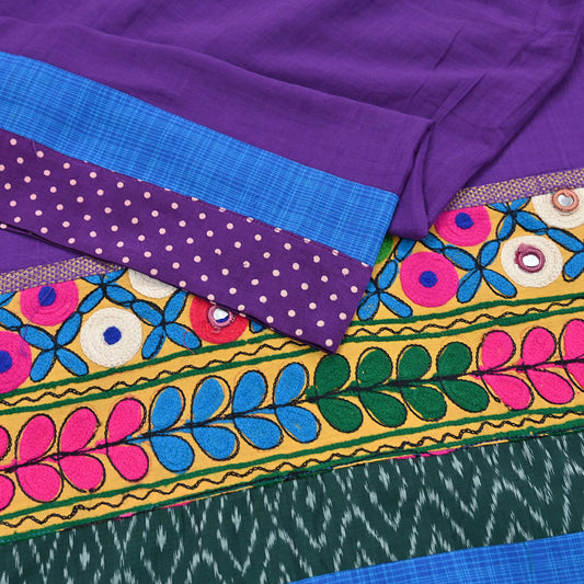 Indian Vintage Purple Dupatta Long Stole Cotton Embroidered kutch Scarves Veil Scarf Wrap