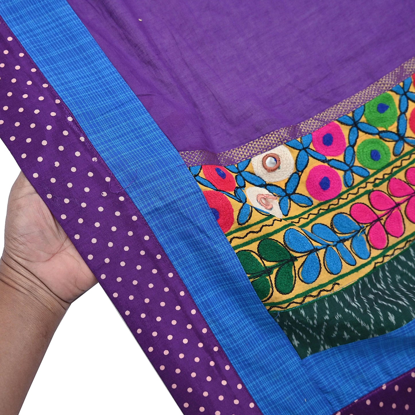 Indian Vintage Purple Dupatta Long Stole Cotton Embroidered kutch Scarves Veil Scarf Wrap
