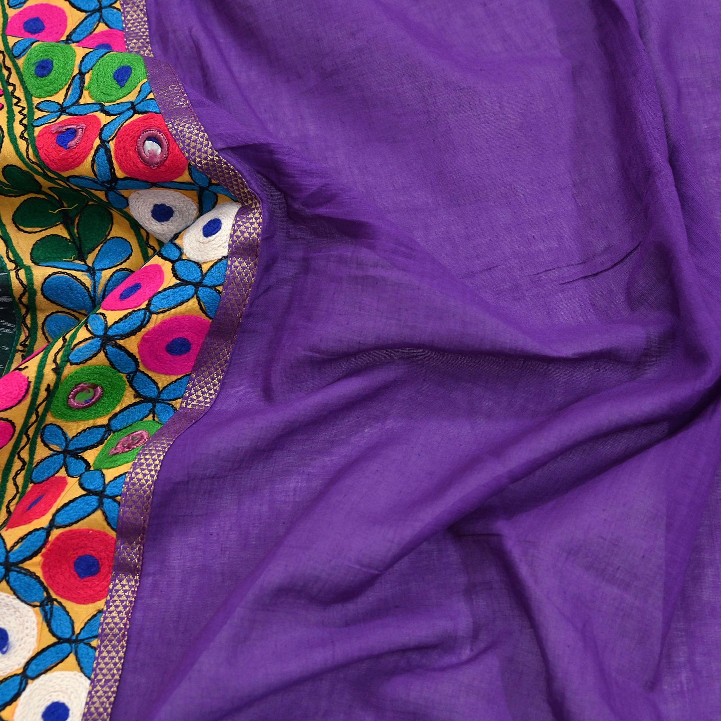 Indian Vintage Purple Dupatta Long Stole Cotton Embroidered kutch Scarves Veil Scarf Wrap