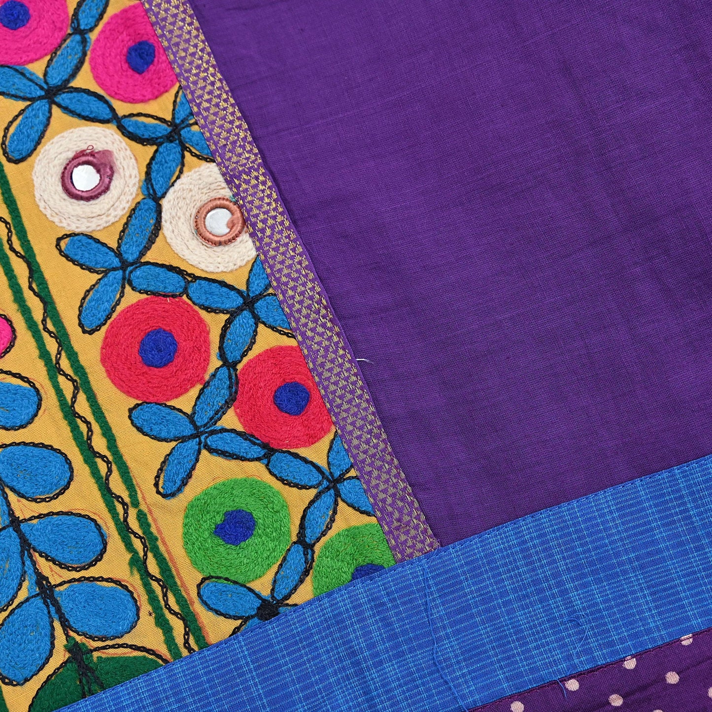 Indian Vintage Purple Dupatta Long Stole Cotton Embroidered kutch Scarves Veil Scarf Wrap