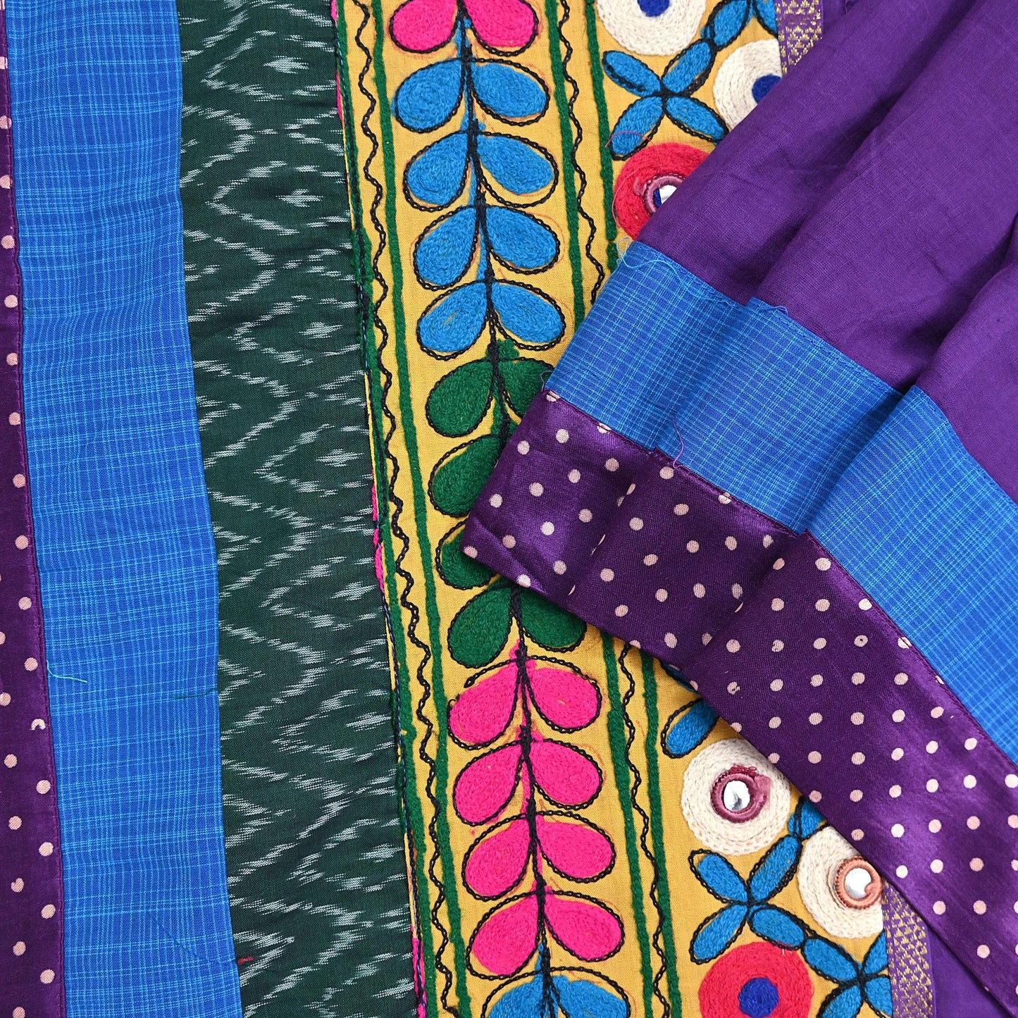 Indian Vintage Purple Dupatta Long Stole Cotton Embroidered kutch Scarves Veil Scarf Wrap