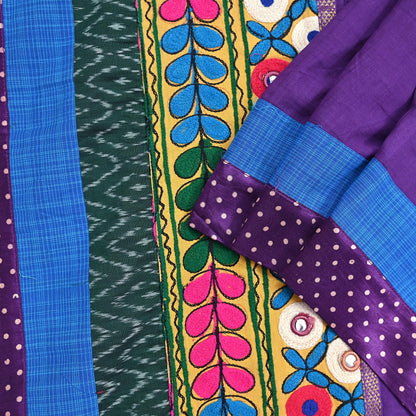 Indian Vintage Purple Dupatta Long Stole Cotton Embroidered kutch Scarves Veil Scarf Wrap
