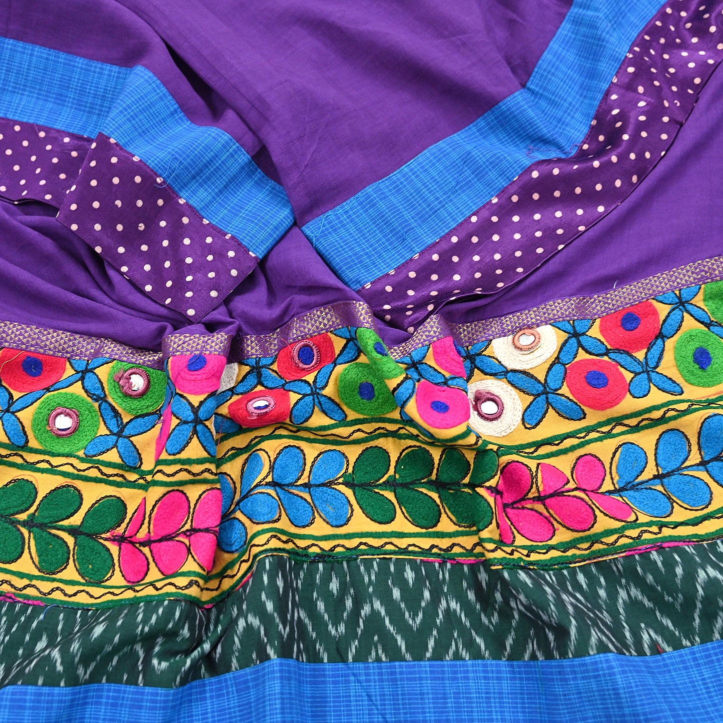 Indian Vintage Purple Dupatta Long Stole Cotton Embroidered kutch Scarves Veil Scarf Wrap
