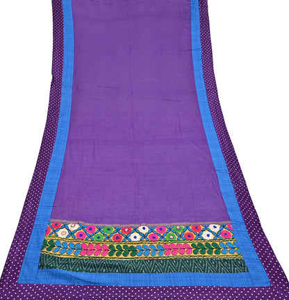 Indian Vintage Purple Dupatta Long Stole Cotton Embroidered kutch Scarves Veil Scarf Wrap