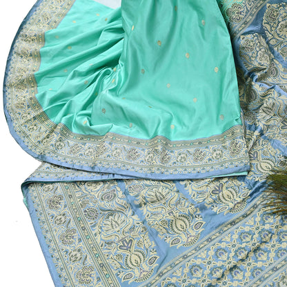 Indian Vintage Sari Heavy Pure Silk Woven Banarasi Brocade Saree Fabric 5Yd Ethnic Dress making Crafting Bollywood Dress Designing Zari