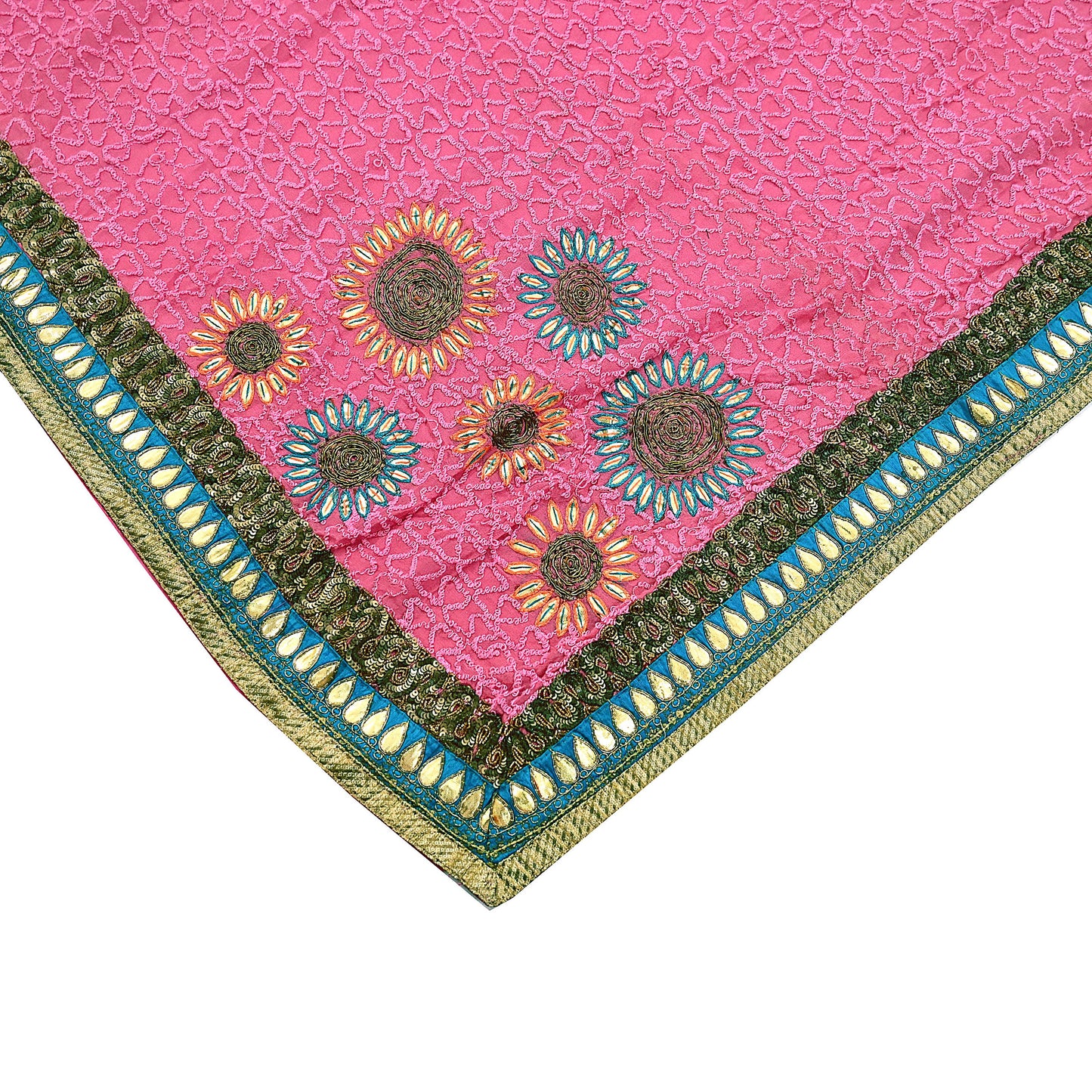 Indian Vintage Heavy Sarees Pink Pure Georgette Silk Hand Embroidered Sari Fabric 6Yd Sewing Ethnic Zardozi/dabka zari Wedding sarees