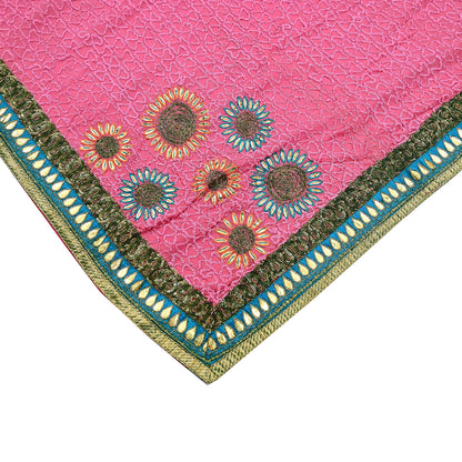 Indian Vintage Heavy Sarees Pink Pure Georgette Silk Hand Embroidered Sari Fabric 6Yd Sewing Ethnic Zardozi/dabka zari Wedding sarees