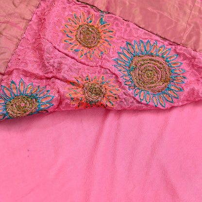 Indian Vintage Heavy Sarees Pink Pure Georgette Silk Hand Embroidered Sari Fabric 6Yd Sewing Ethnic Zardozi/dabka zari Wedding sarees