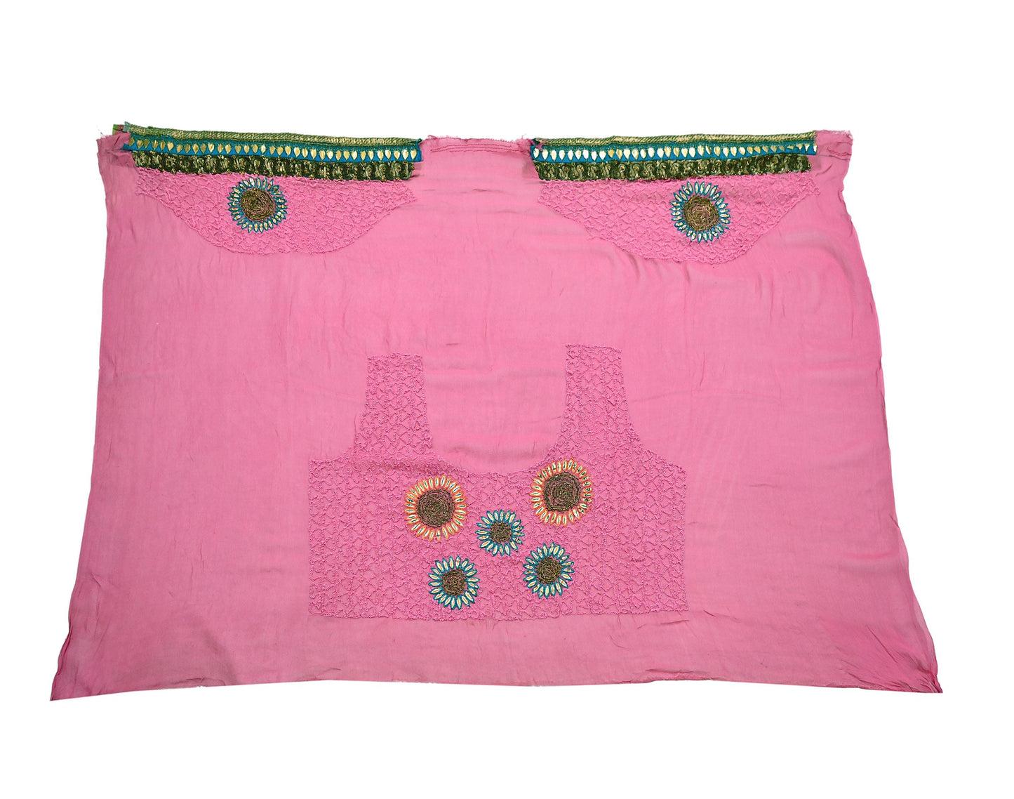 Indian Vintage Heavy Sarees Pink Pure Georgette Silk Hand Embroidered Sari Fabric 6Yd Sewing Ethnic Zardozi/dabka zari Wedding sarees