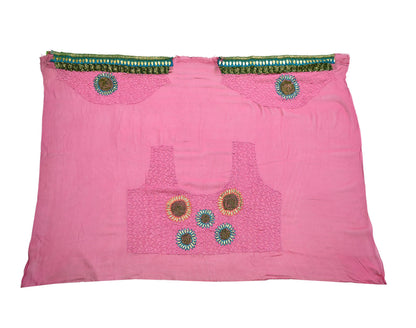 Indian Vintage Heavy Sarees Pink Pure Georgette Silk Hand Embroidered Sari Fabric 6Yd Sewing Ethnic Zardozi/dabka zari Wedding sarees