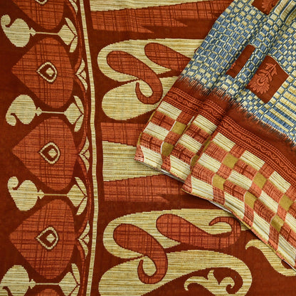Indian Vintage Saree Printed 100% Pure Cotton Sari Craft Fabric 5Yd Soft Sewing Sarong Wrap Dress Making Quilting Crafting