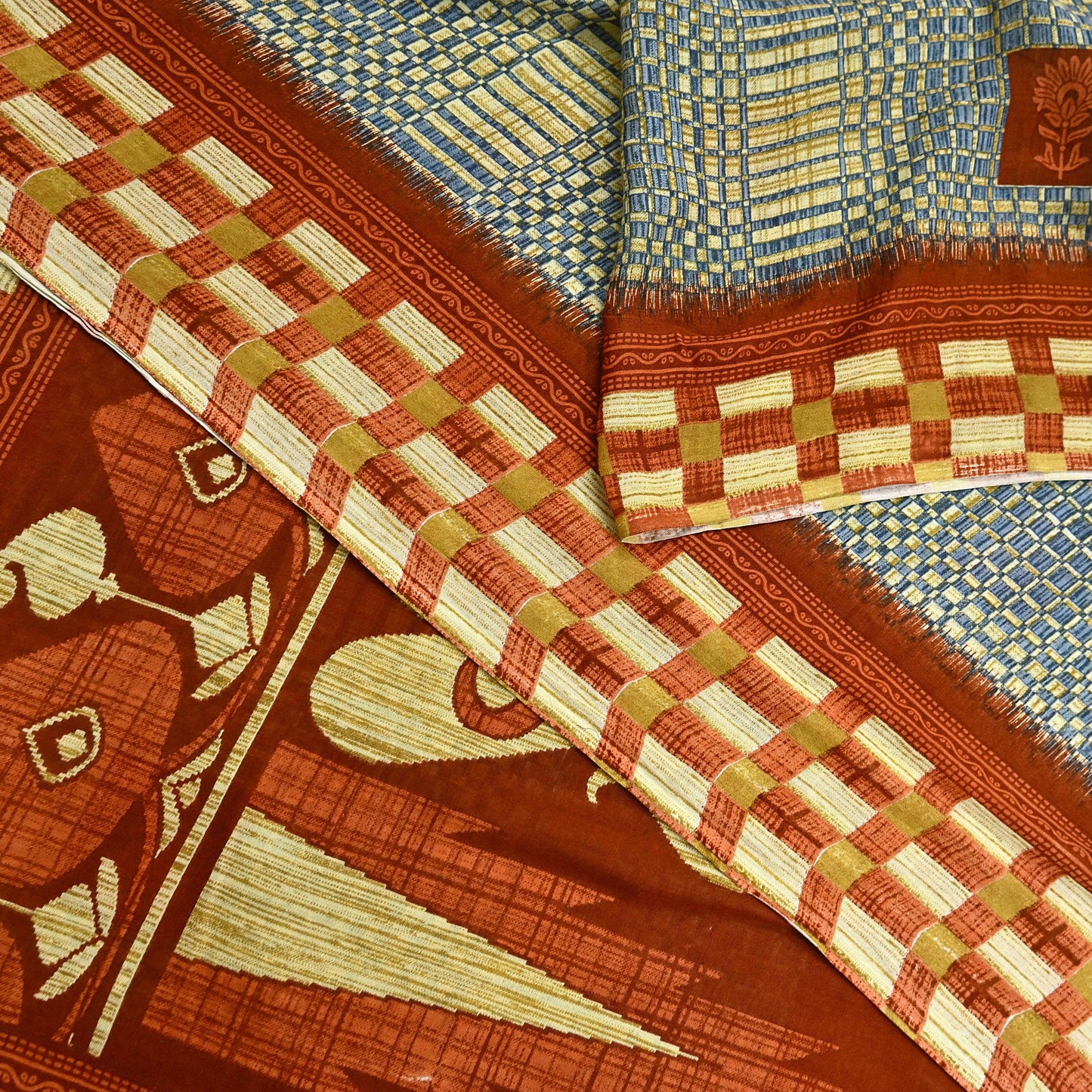 Indian Vintage Saree Printed 100% Pure Cotton Sari Craft Fabric 5Yd Soft Sewing Sarong Wrap Dress Making Quilting Crafting