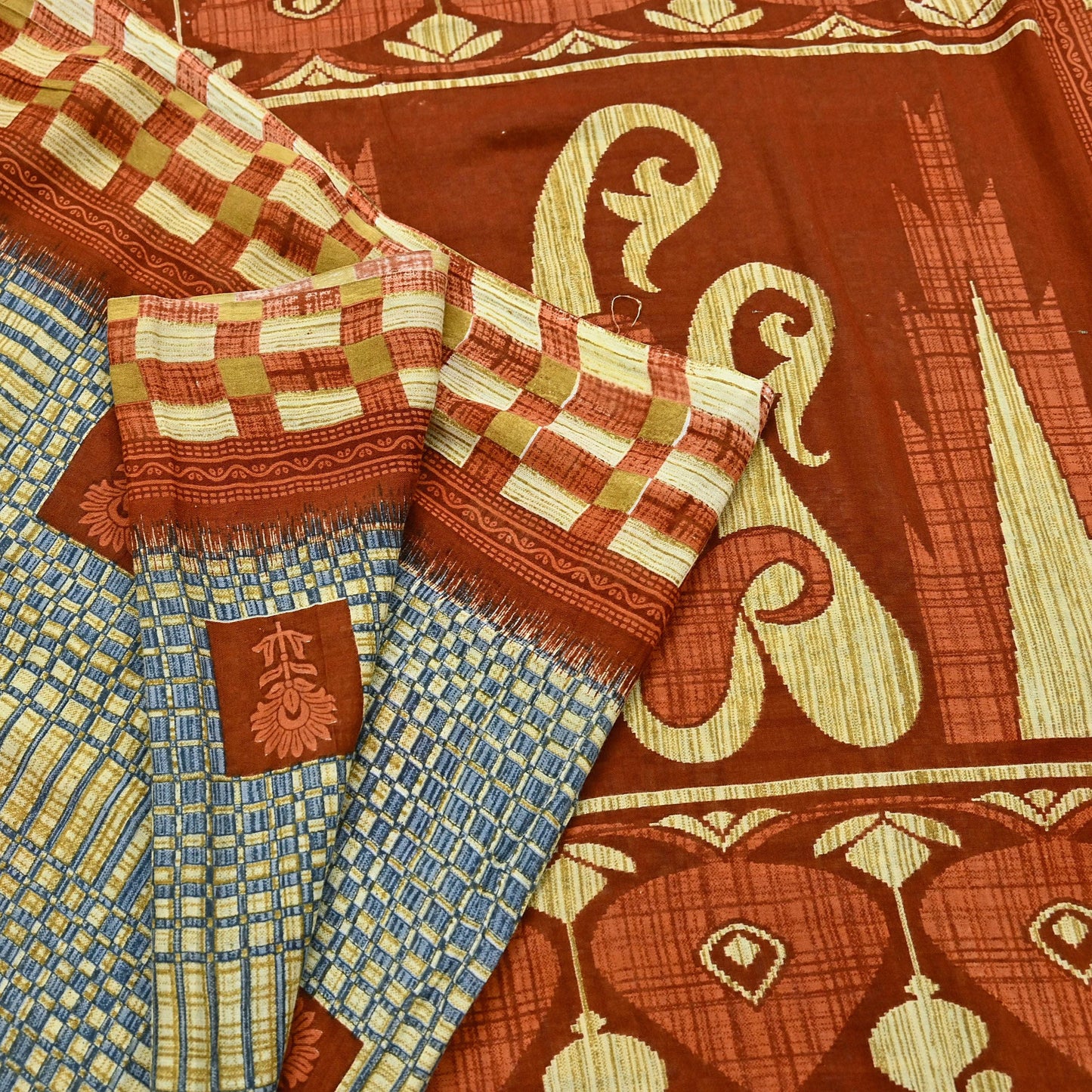 Indian Vintage Saree Printed 100% Pure Cotton Sari Craft Fabric 5Yd Soft Sewing Sarong Wrap Dress Making Quilting Crafting