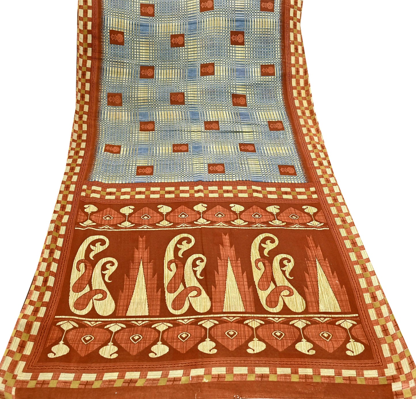 Indian Vintage Saree Printed 100% Pure Cotton Sari Craft Fabric 5Yd Soft Sewing Sarong Wrap Dress Making Quilting Crafting
