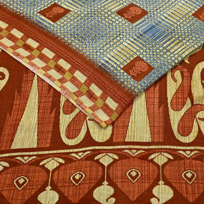 Indian Vintage Saree Printed 100% Pure Cotton Sari Craft Fabric 5Yd Soft Sewing Sarong Wrap Dress Making Quilting Crafting