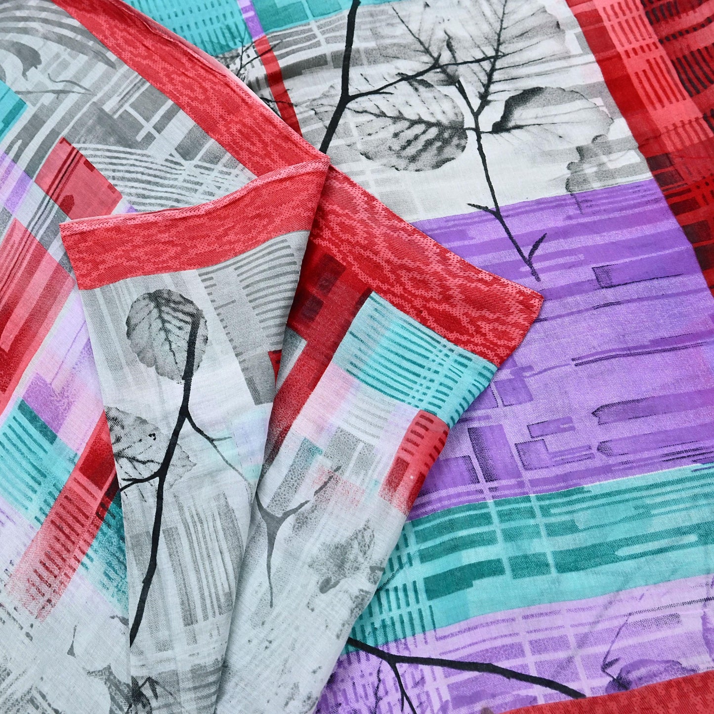 Indian Vintage Saree Printed 100% Pure Cotton Sari Craft Fabric 5Yd Soft Sewing Sarong Wrap Dress Making Quilting Crafting