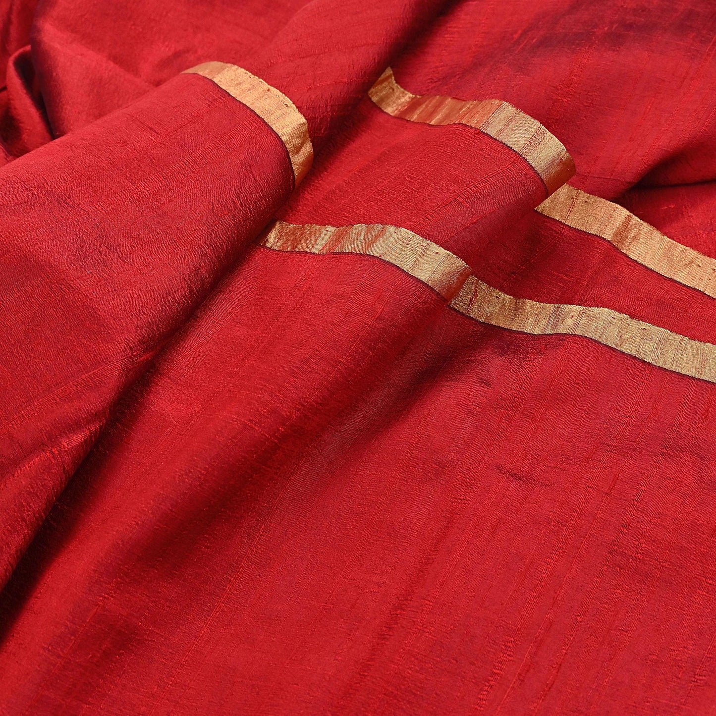 Indian Vintage Sari Red woven Sari Pure chanderi Silk Saree Craft Fabric 5Yd Floral Soft Zari Dress making For Crafting Quilting