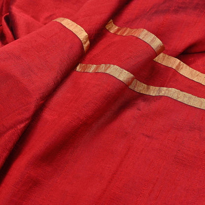 Indian Vintage Sari Red woven Sari Pure chanderi Silk Saree Craft Fabric 5Yd Floral Soft Zari Dress making For Crafting Quilting