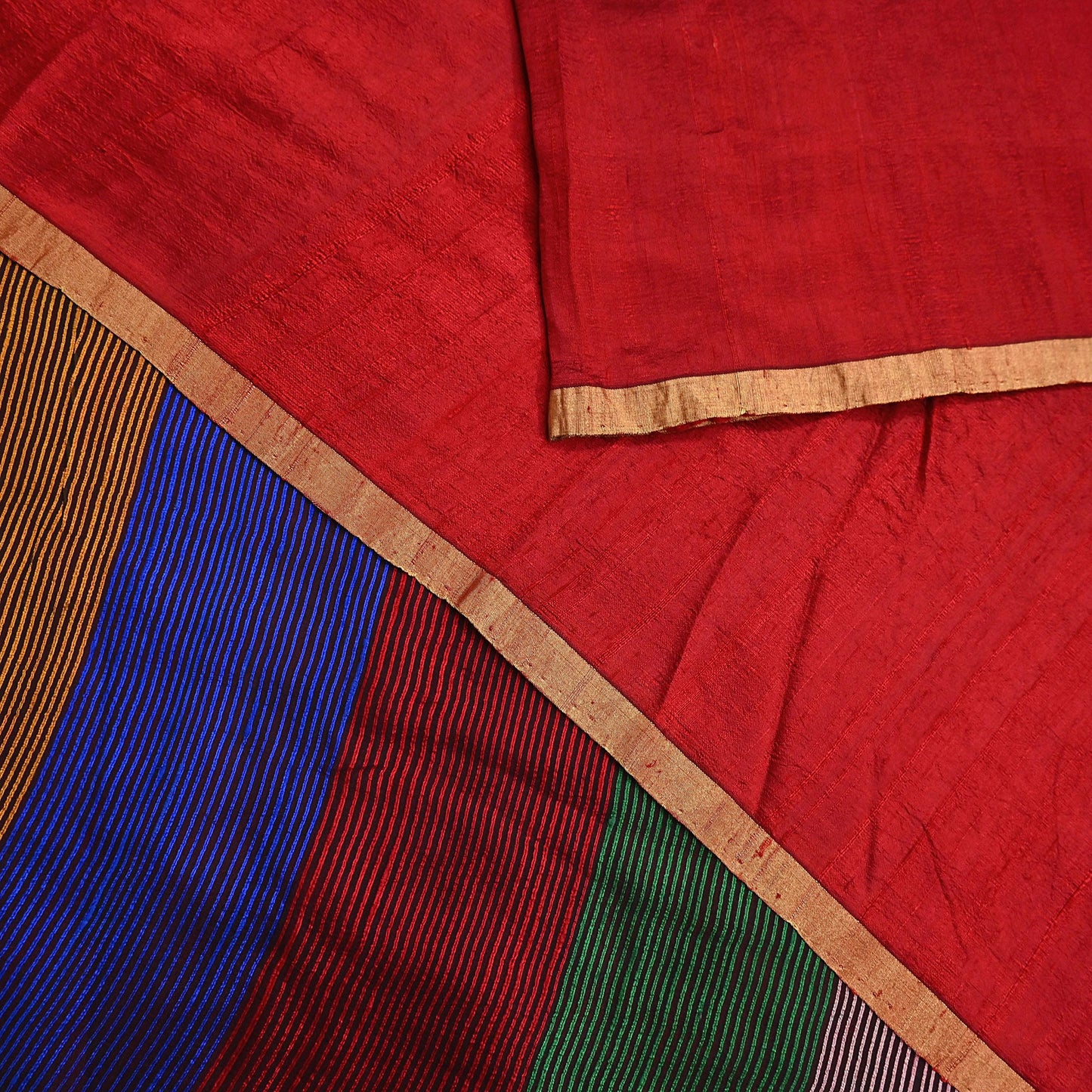 Indian Vintage Sari Red woven Sari Pure chanderi Silk Saree Craft Fabric 5Yd Floral Soft Zari Dress making For Crafting Quilting
