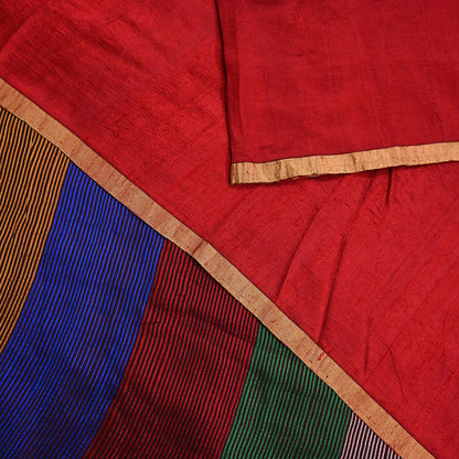 Indian Vintage Sari Red woven Sari Pure chanderi Silk Saree Craft Fabric 5Yd Floral Soft Zari Dress making For Crafting Quilting