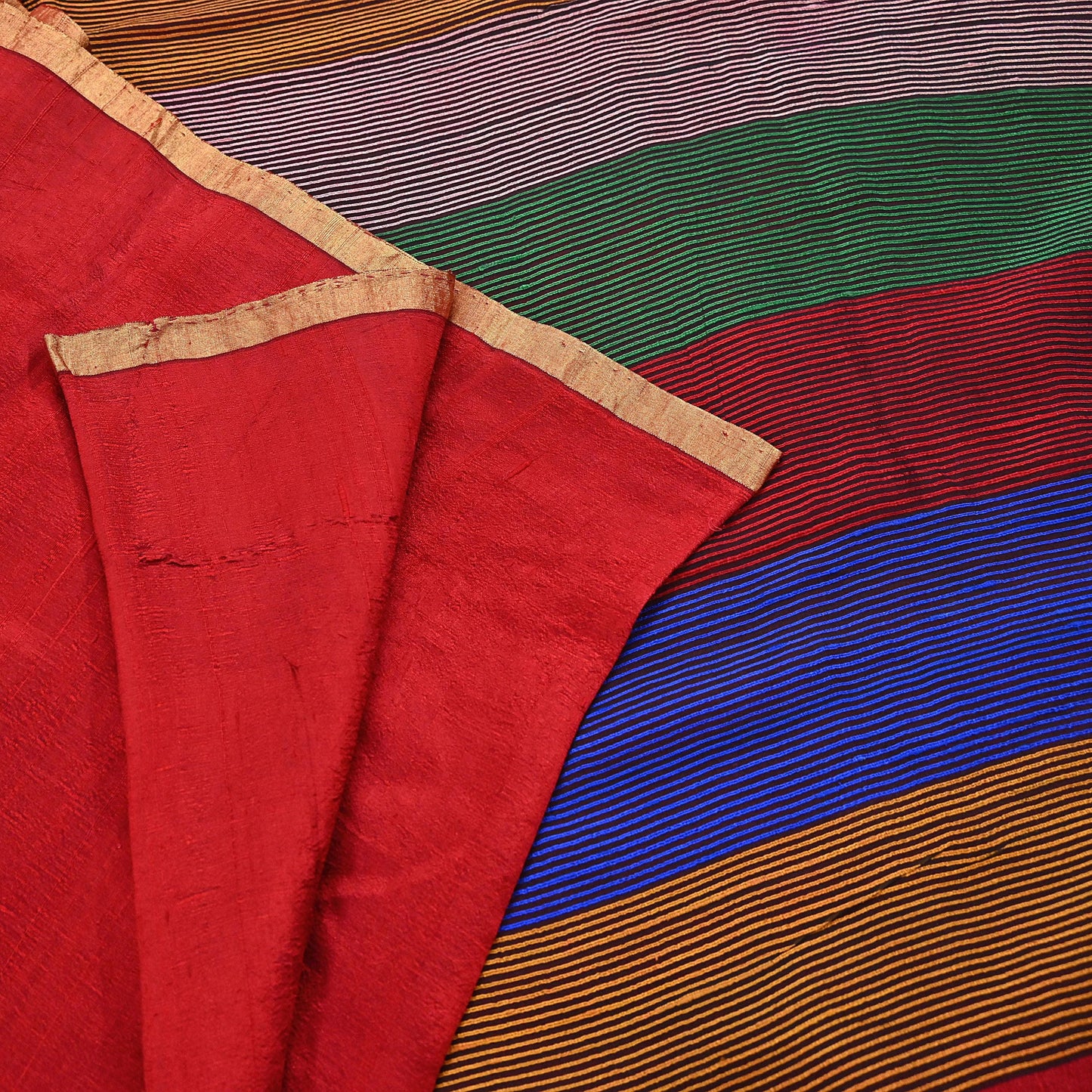 Indian Vintage Sari Red woven Sari Pure chanderi Silk Saree Craft Fabric 5Yd Floral Soft Zari Dress making For Crafting Quilting
